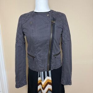 GAP Quilted Moto Jacket Charcoal Grey Size 2